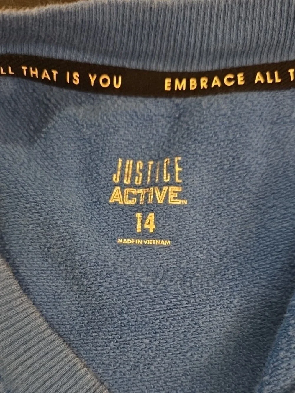 Justice Blue Sweatshirt with White Script